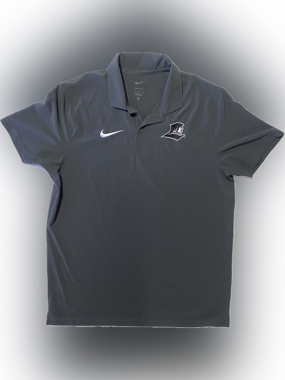 Nike Men’s Providence Friars College Dark Gray Polo with White Swoosh & Crest